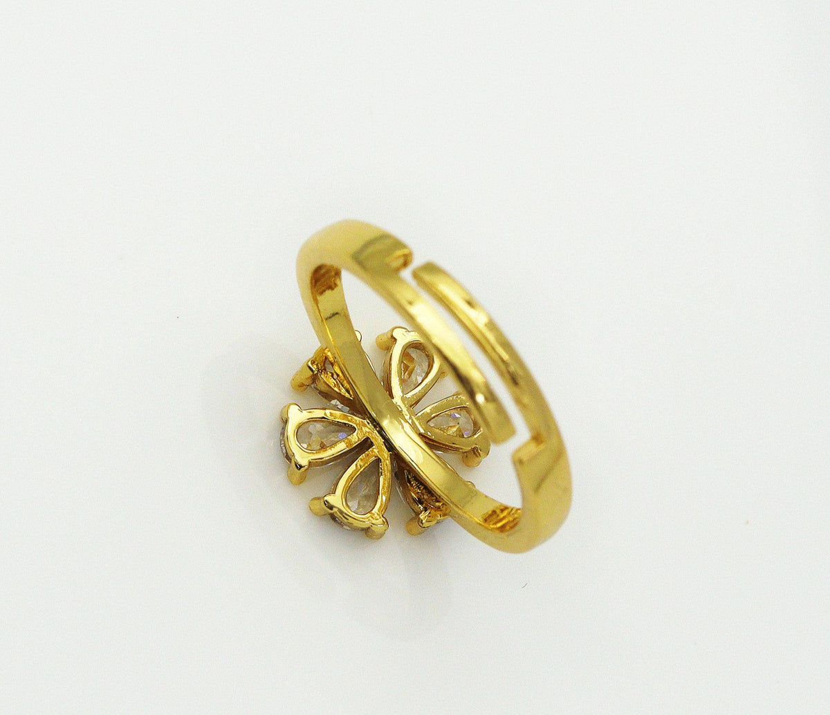 Large CZ Flower Adjustable Ring, Sku#LD265