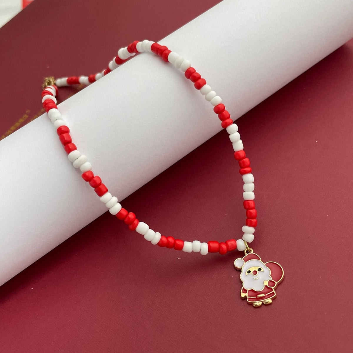 Amazon Cross-border Christmas Acrylic Rice Beads Necklace Santa Claus And Other Pendants Factory Direct Approval