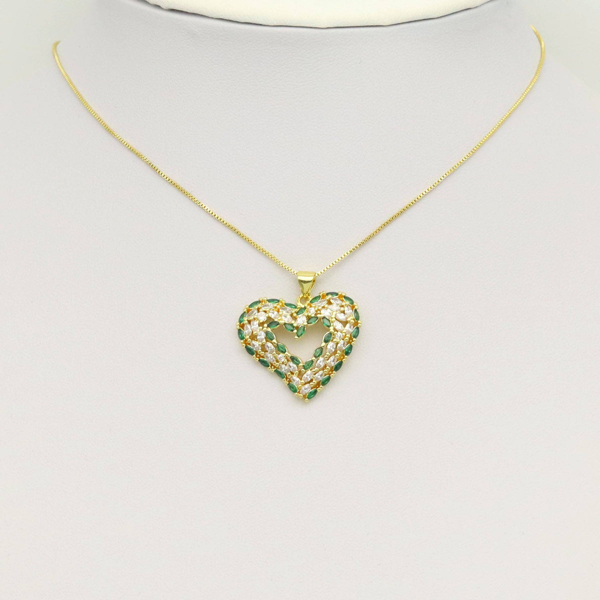 Green Clear Baguette CZ Heart Charm, Sku#LK943