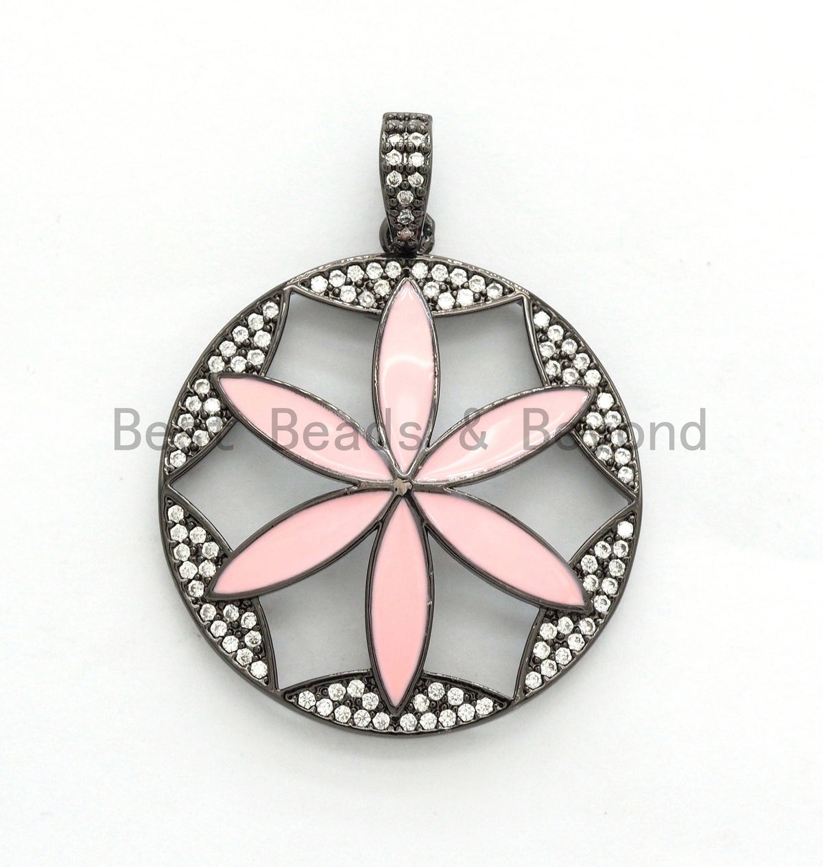 NEW DESIGN CZ Micro Pave Enamel Flower Pendant, Oil Drop Flower Pendant, Flower Enamel Pendant, Women Jewelry, 33x36mm,sku#F564