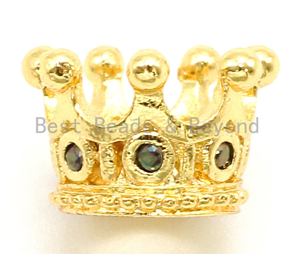 CZ Crown Black Micro Pave Beads, Cubic Zirconia Spacer Beads, Crown Beads,10x7mm, sku#G163