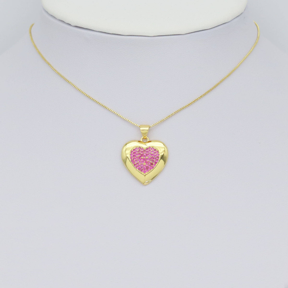 Gold Colorful CZ Heart Shape Charm, Sku#A165