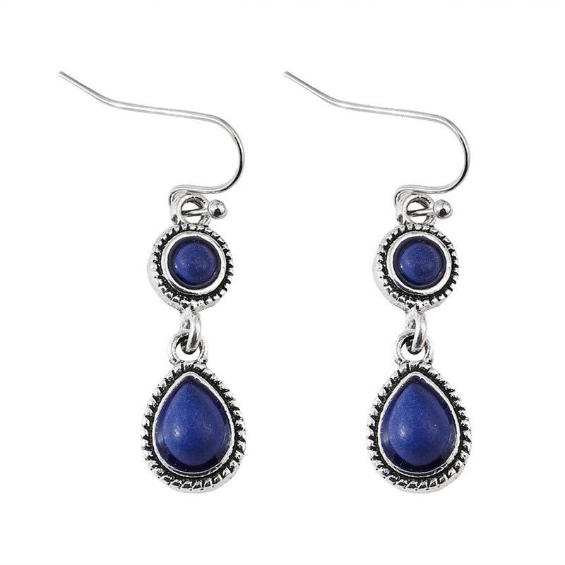 Retro Ethnic-Style Floral Waterdrop-Shaped Alloy Earrings