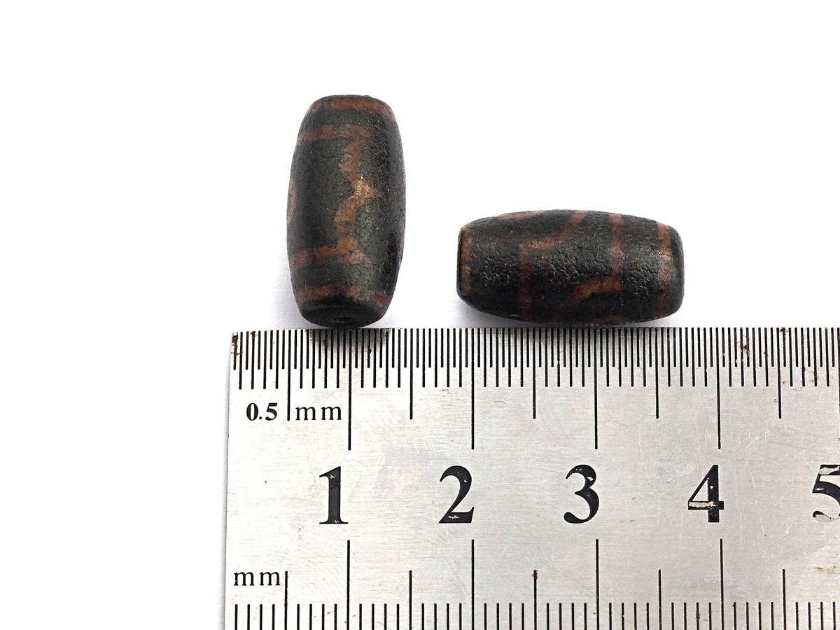 Natural Tibetan Agate Barrel Beads, Black Dzi beads, Barrel Agate Beads, 10x20mm, sku#U567