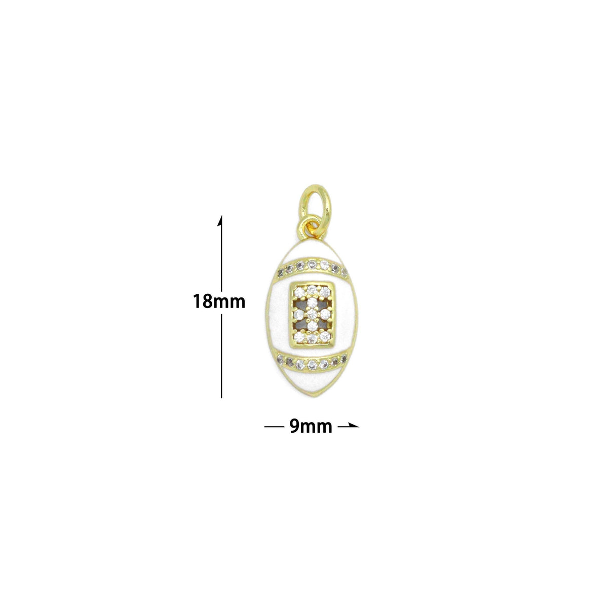 CZ White Enamel Baseball Charm Pendant, Sku#LK1162