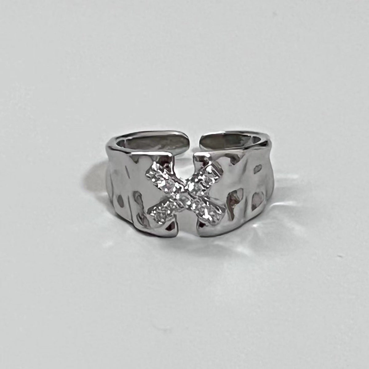Niche Design Star Couple Rings, Korean INS Style, Zircon Inlaid Letter Texture Ring, Fashion Personality Ring For Men