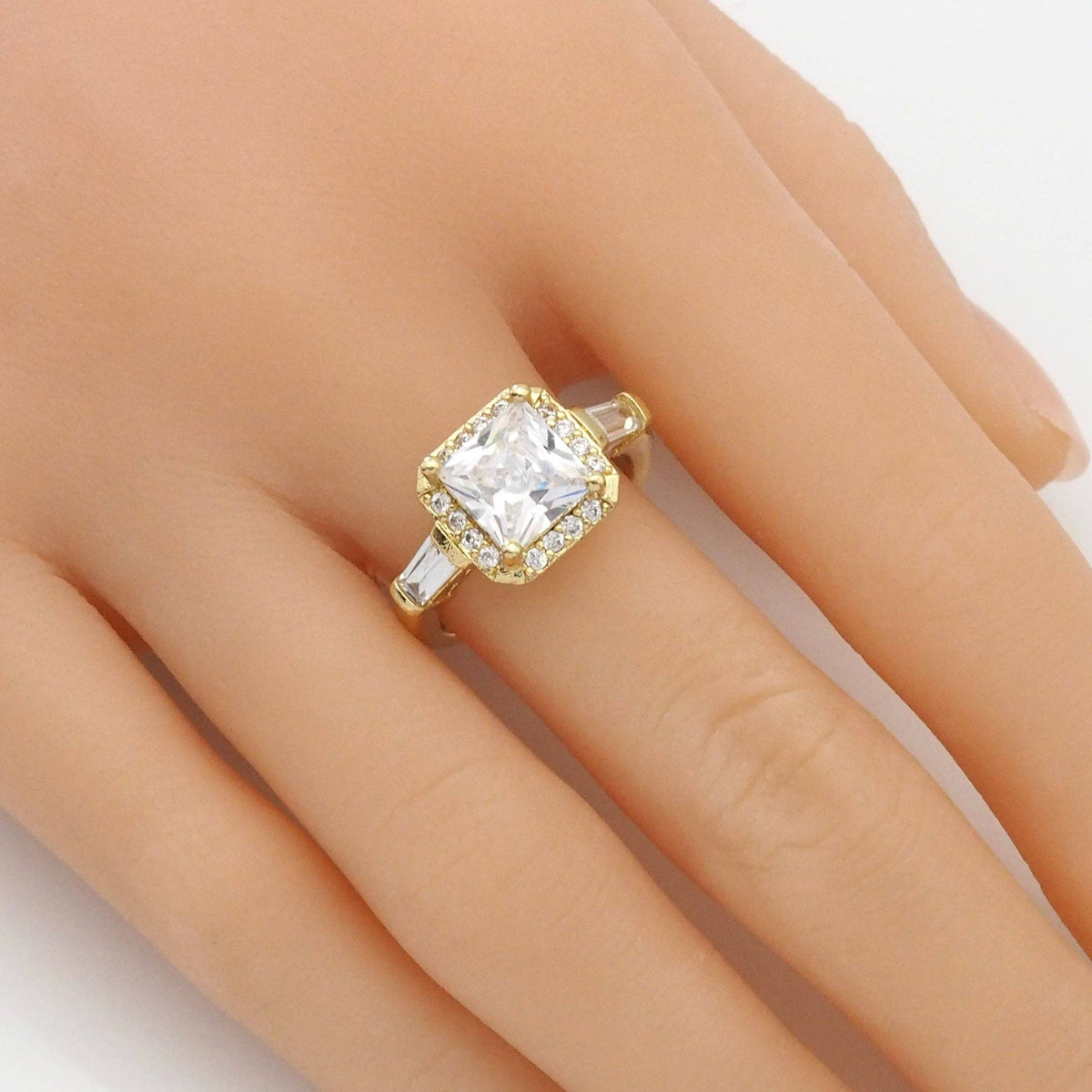 Gold Silver Big Square CZ Adjustable Ring, Sku#A113C