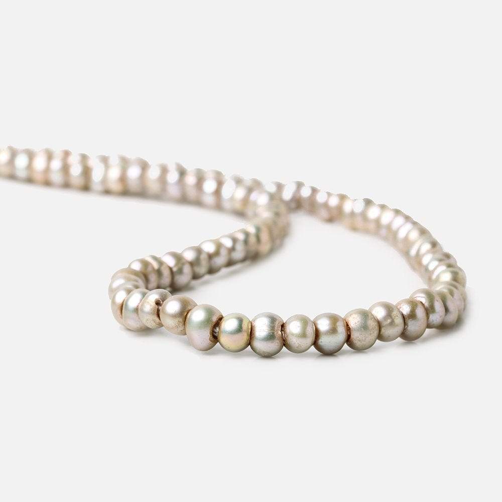 5-6mm Tea Rose Champagne Off Round Large Hole Pearls 15 inch 98 pieces