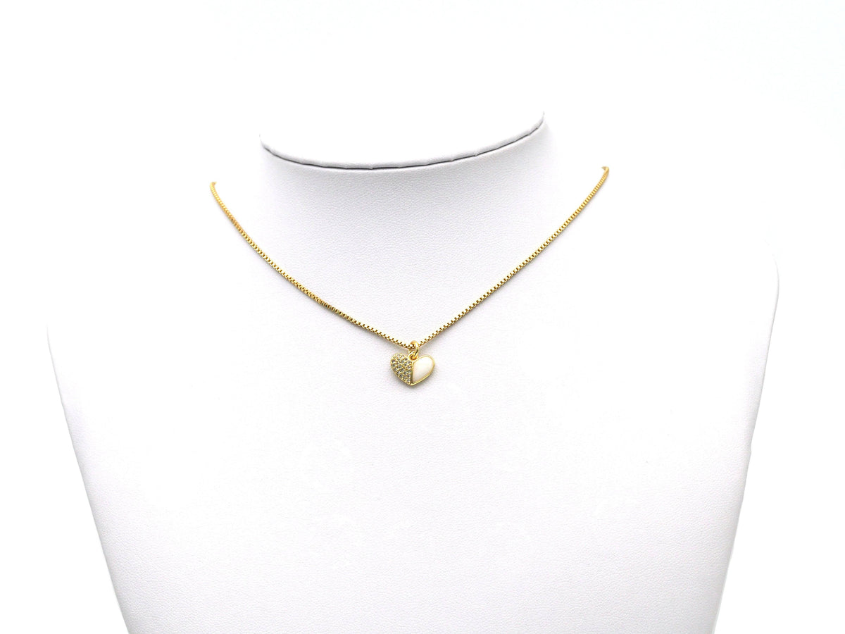 CZ Enamel Cross/Heart Charm, Sku#LD196