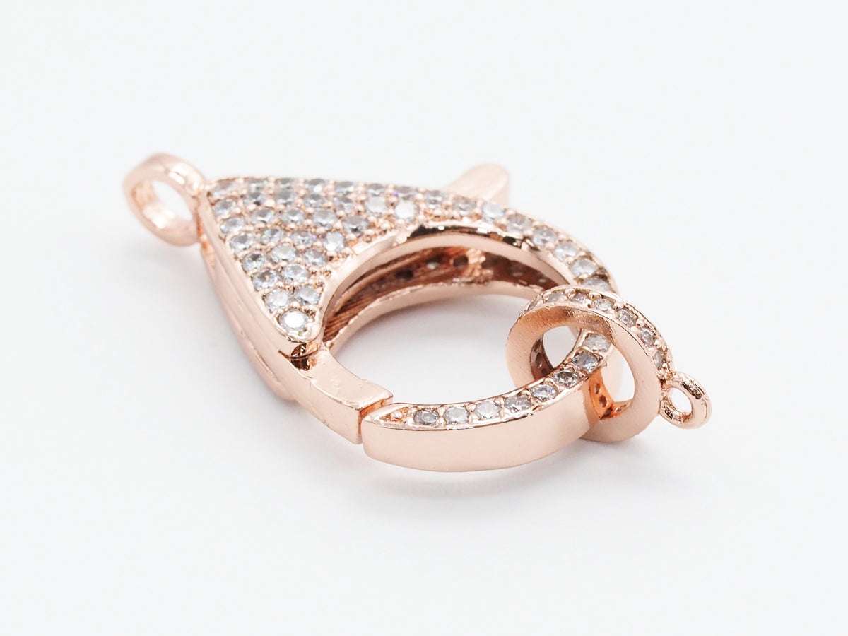 CZ Micro Pave Teardrop Lobster Claw Clasp, H43