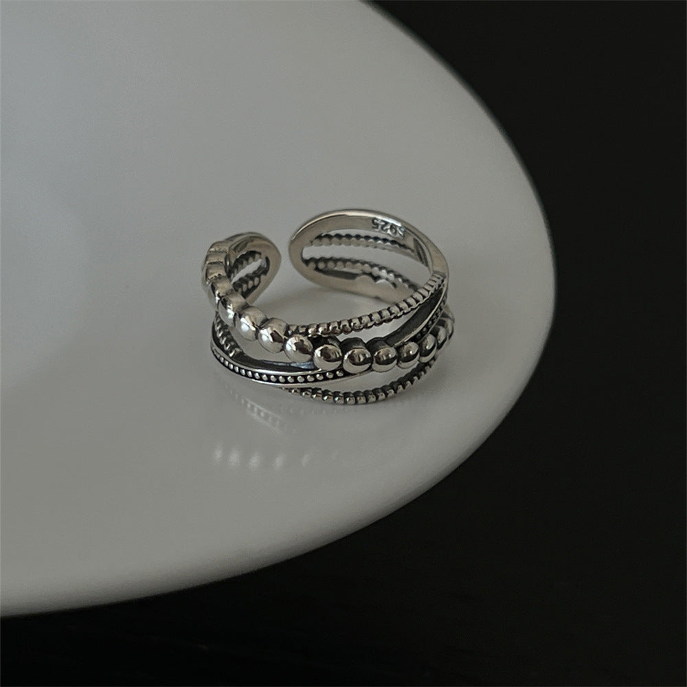 Vintage S925 Silver Women Rings, Unique Design Light Luxury High-End Bands