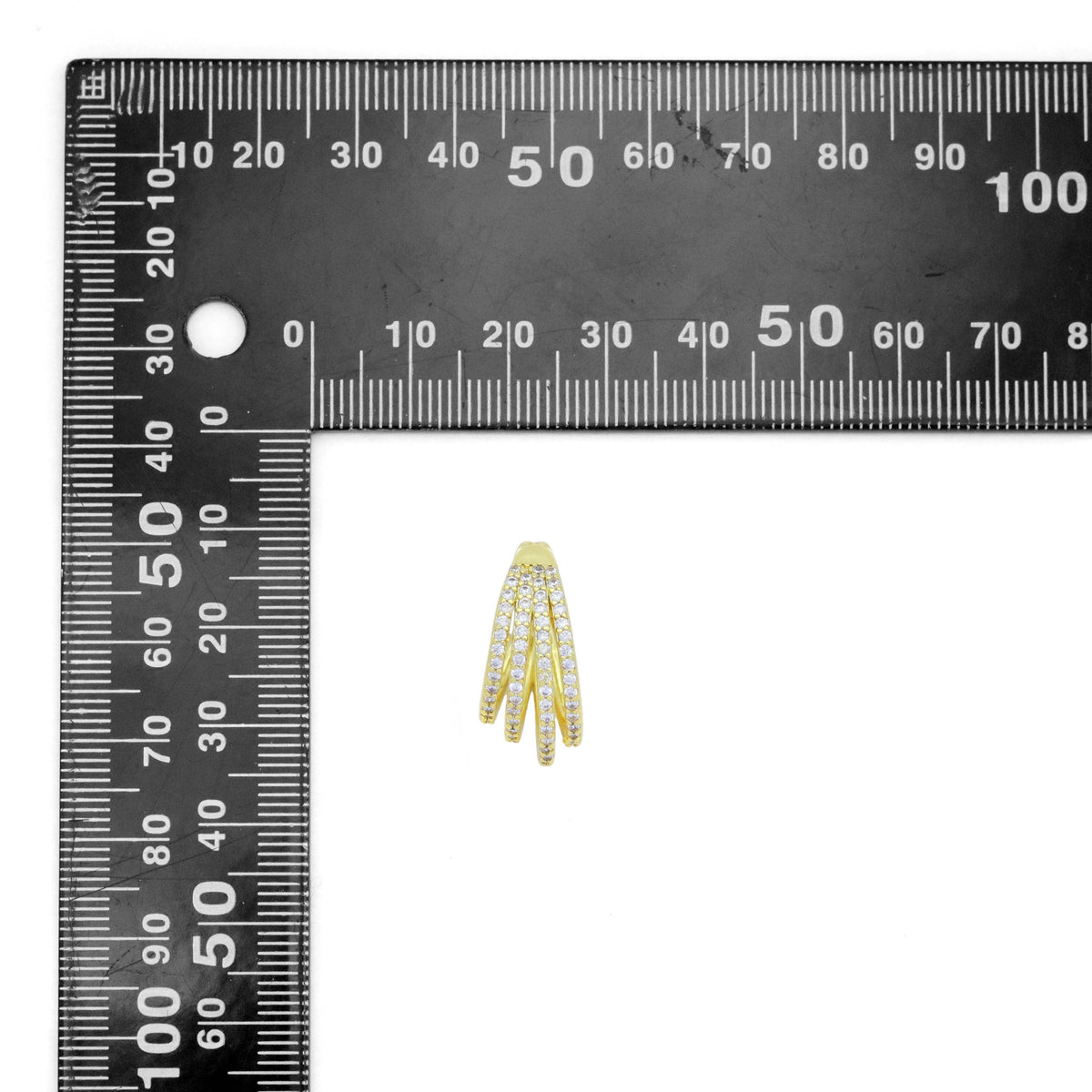 Clear CZ Four Lines Claw Stud Earrings, Sku#A413