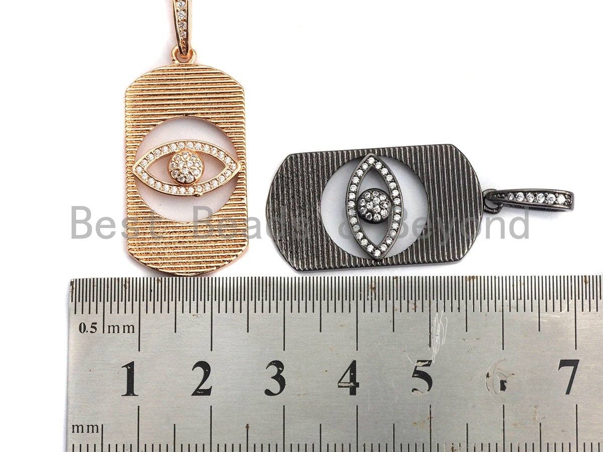 CZ Micro Pave Hollow out Evil Eye Oval Shaped Pendant/Charm, Cubic Zirconia Pendant Charm,17x33mm,sku#F911