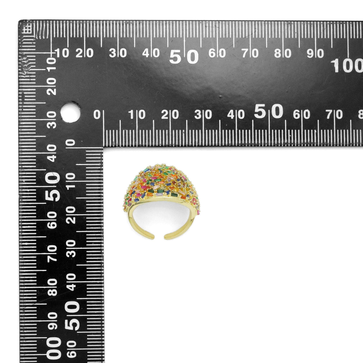 Colorful Baguette CZ Oval Statement Ring, Sku#LX509