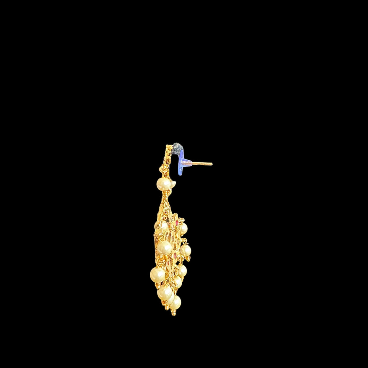 DER563 Dina hyderabadi Ruby Chandbali with golden pearls ( READY TO SHIP )