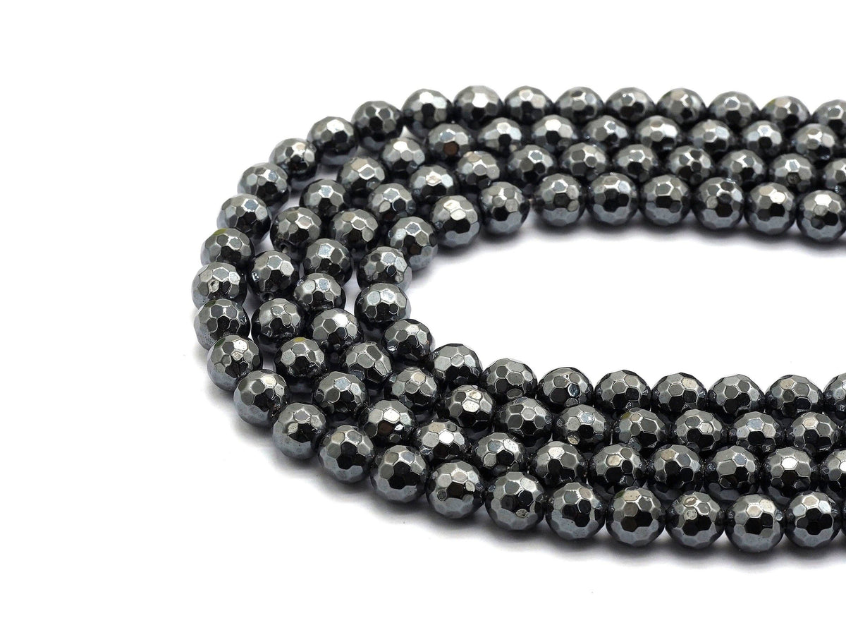 High Quality Natural Original Color Hematite Beads- Round faceted dark gray beads-2mm/3mm/4mm/6mm/8mm/10mm/12mm -15.5inch, SKU#S120
