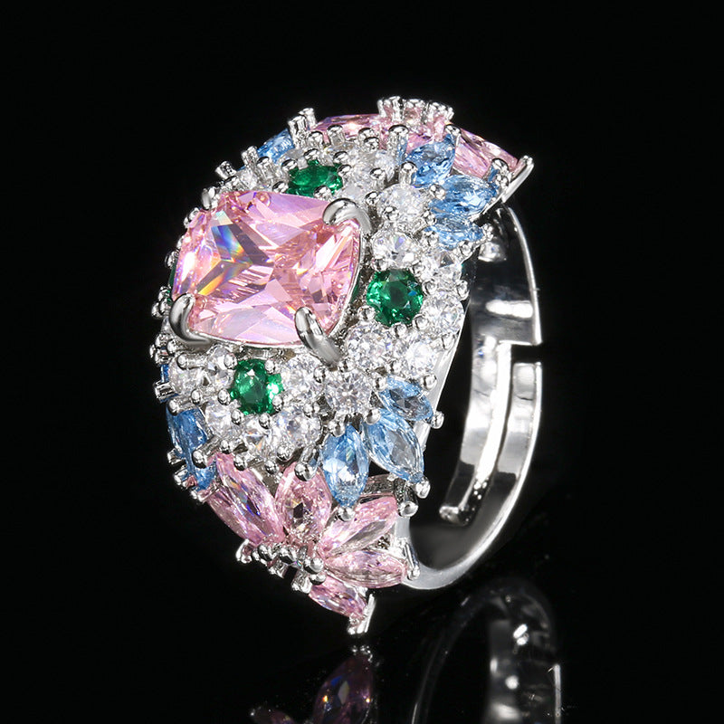 New Fashion Gemstone Ring, European & American Style, High-End, Versatile & Light Luxury For Women