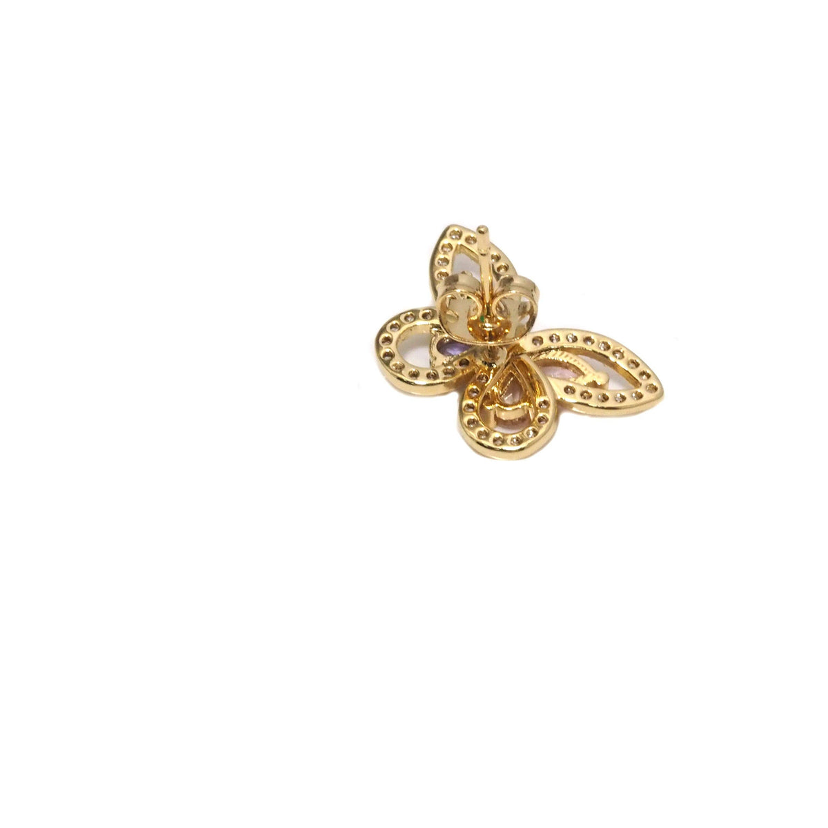 Colorful CZ Butterfly Stud Earrings, Sku#LD389