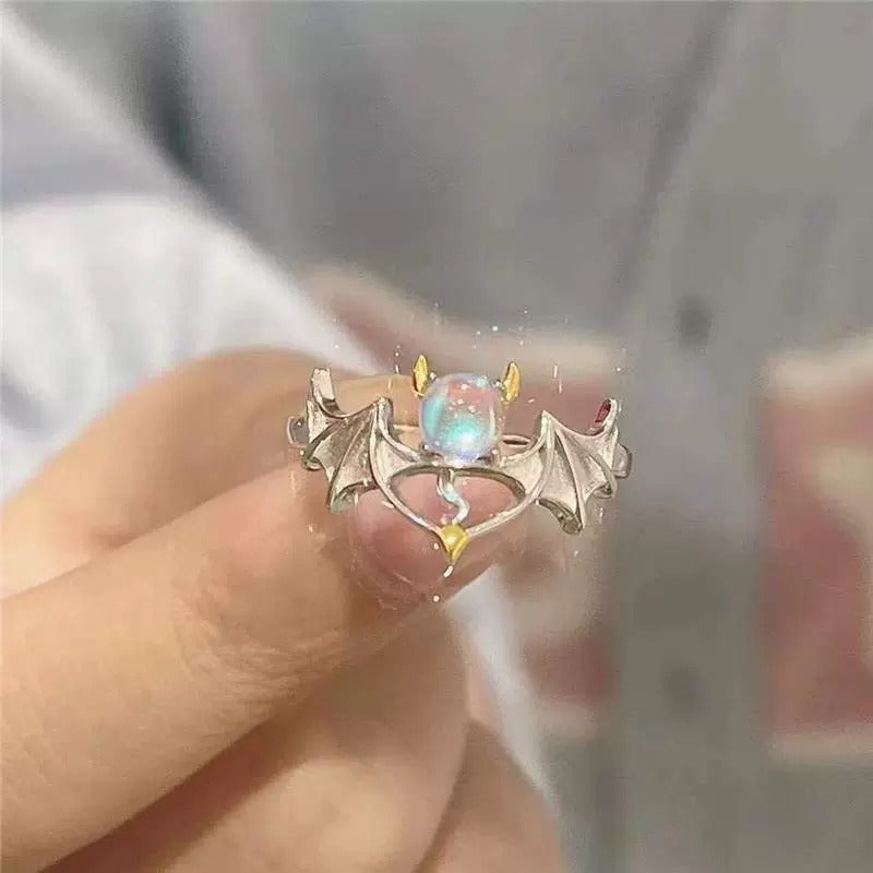 Angel Devil Couple Best Friend Rings, Cool Punk Style, Adjustable Size, Birthday Gift