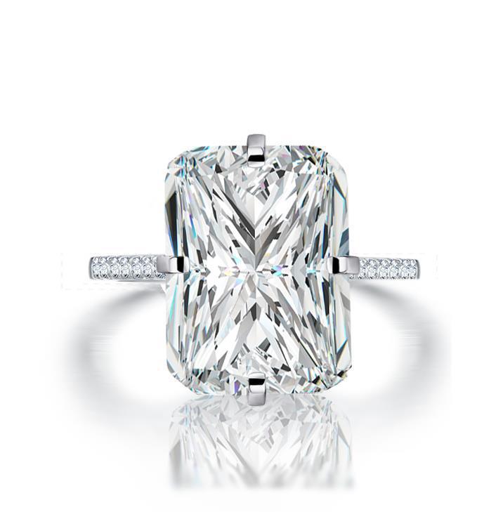 Luxury Princess Cut Diamond Ring For Proposal & Engagement, 18K White Gold Plated