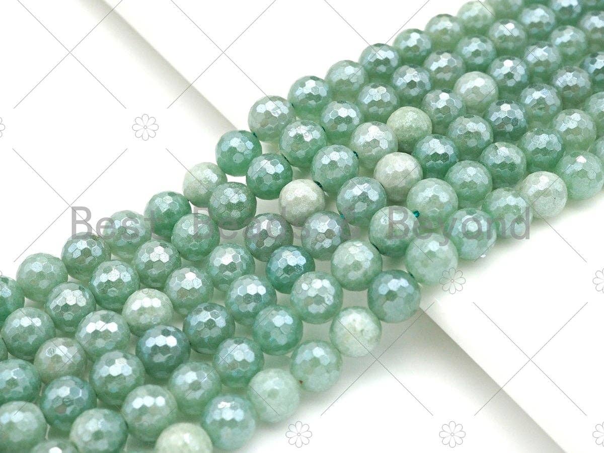 Mystic Plated Faceted Green Aventurine Beads,SKU#UA211c