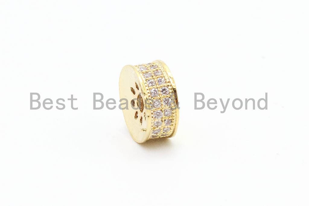 CZ Micro Pave Spacer Beads, Pave wheel spacer beads, Pave findings, Spacer beads, 4x8mm, SKU#G44