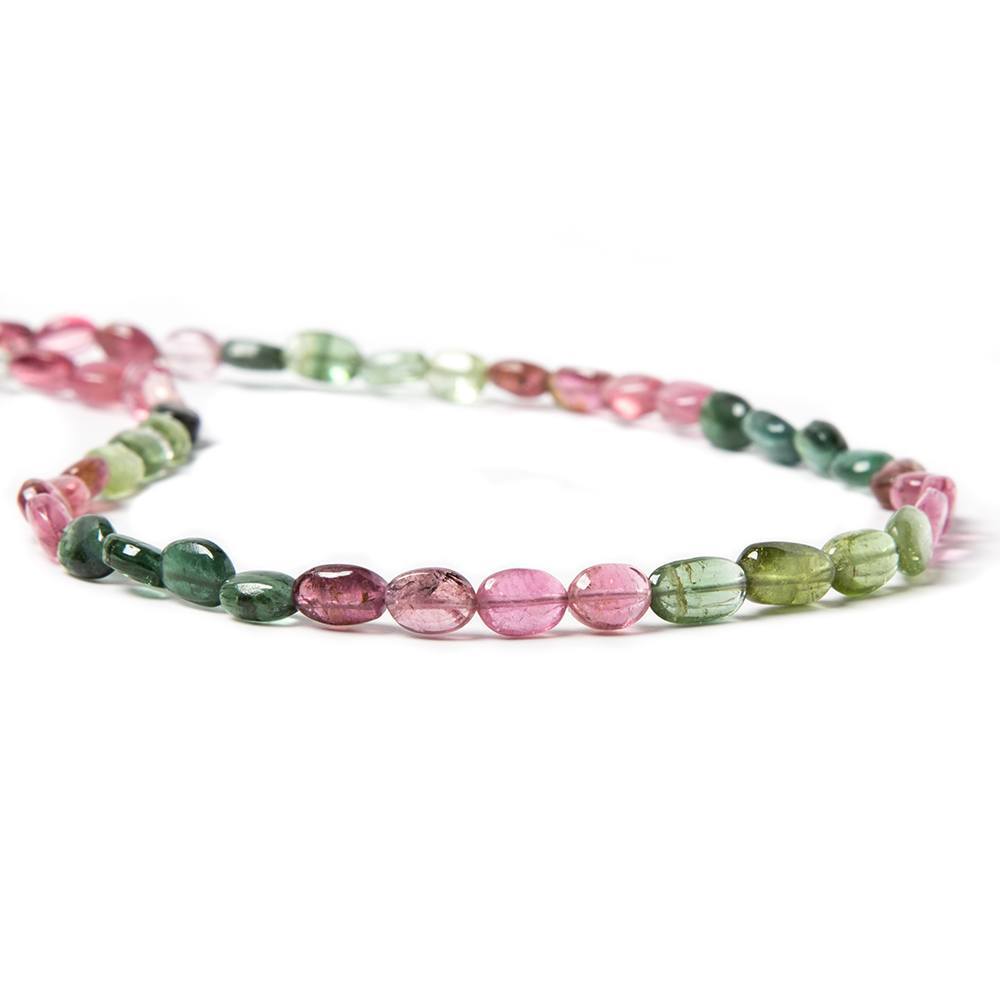 Multi Color Tourmaline plain oval beads 14 inch 53 pcs 5x4-7x4mm