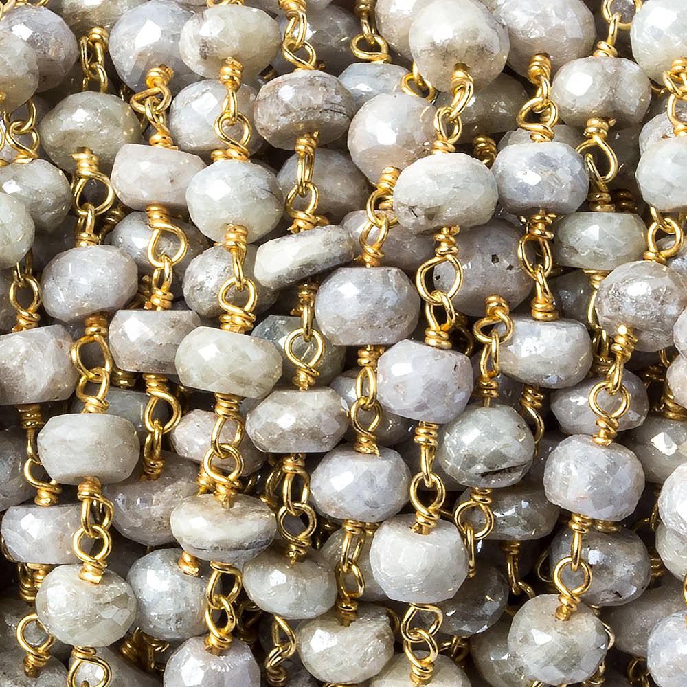 6-6.5mm Silverite Sapphire rondelle Vermeil Chain by the foot 33 pieces