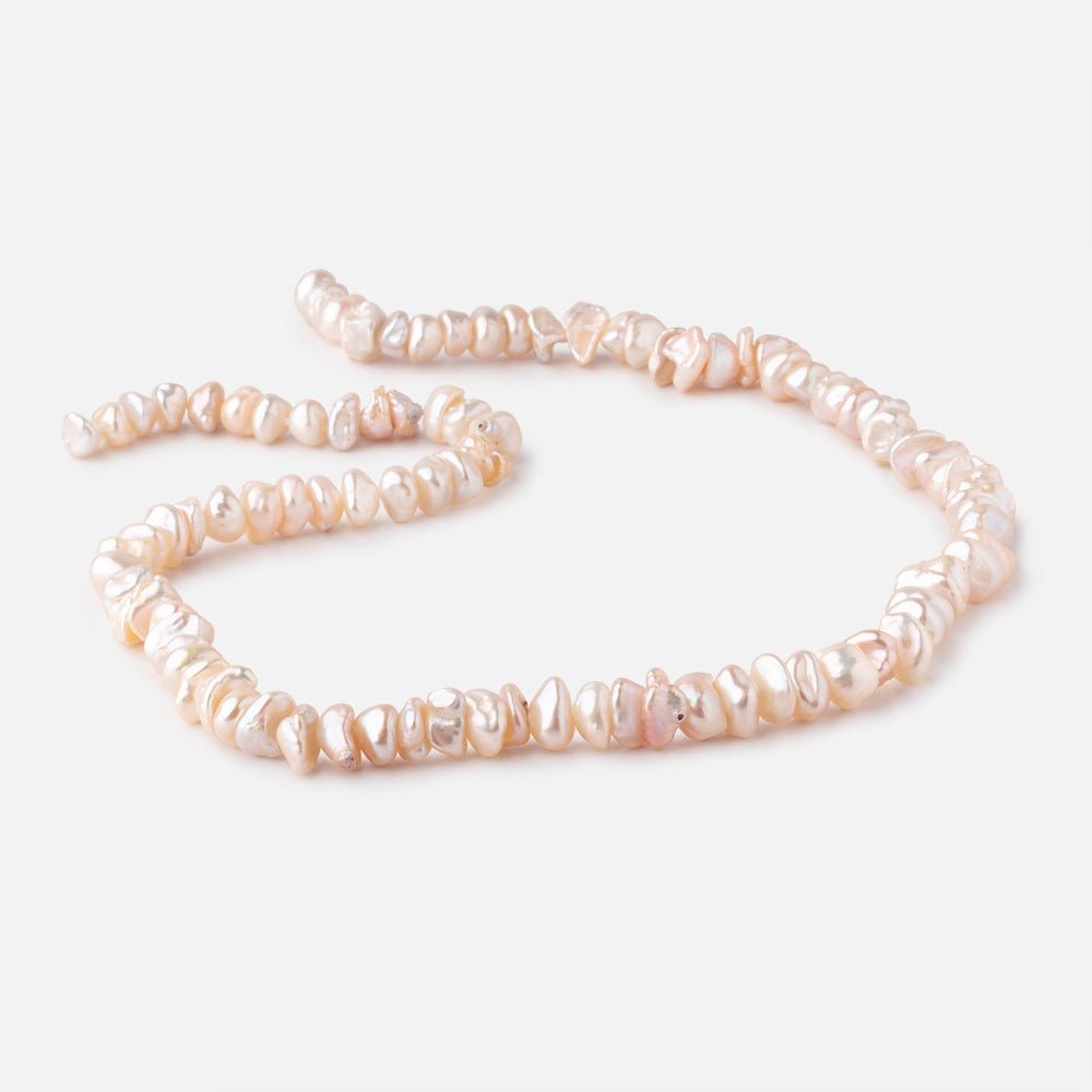 6-7mm Shades of Peach Center Drill Keshi Freshwater Pearls 15.5 inch 94 Beads