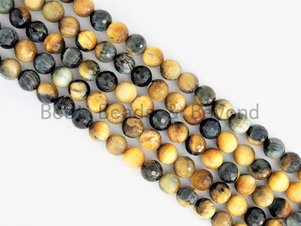 Quality Natural Golden Blue Round Faceted Tiger Eye beads, 6mm/8mm/10mm/12mm/14mm Gemstone beads,Tiger Eye Beads,15.5inch strand,SKU#U377