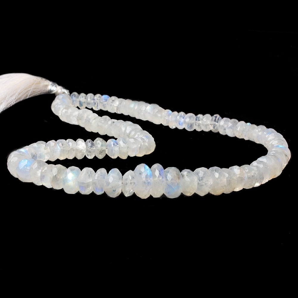 6.5-11mm Rainbow Moonstone faceted rondelle Beads 15 inch 93 pieces