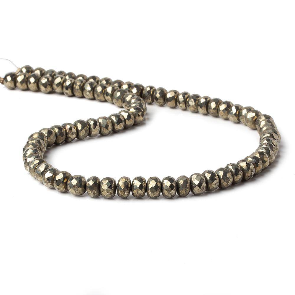 6.5mm Pyrite Faceted Rondelle Beads 13 inch 78 pieces