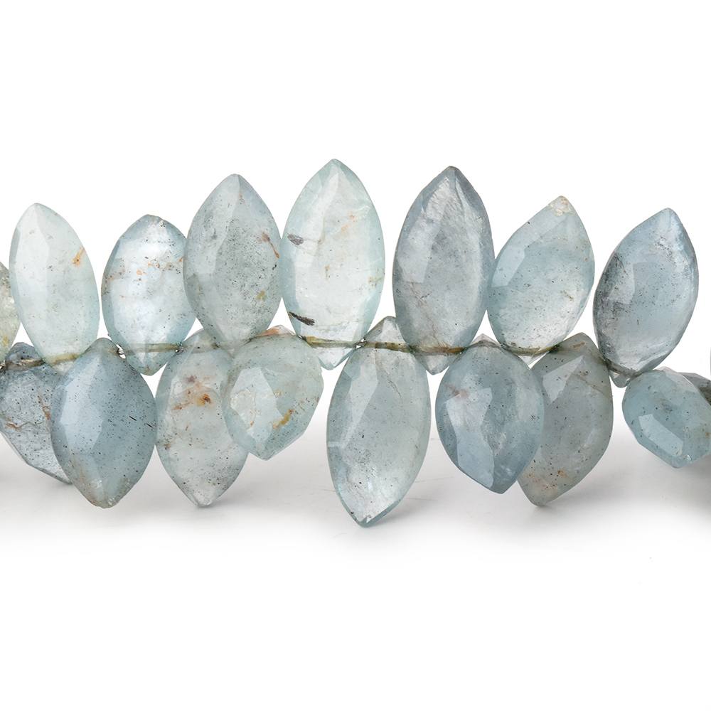 6.5x4-15x7mm Moss Aquamarine Top Drilled Marquise Beads 8 inch 66 pieces
