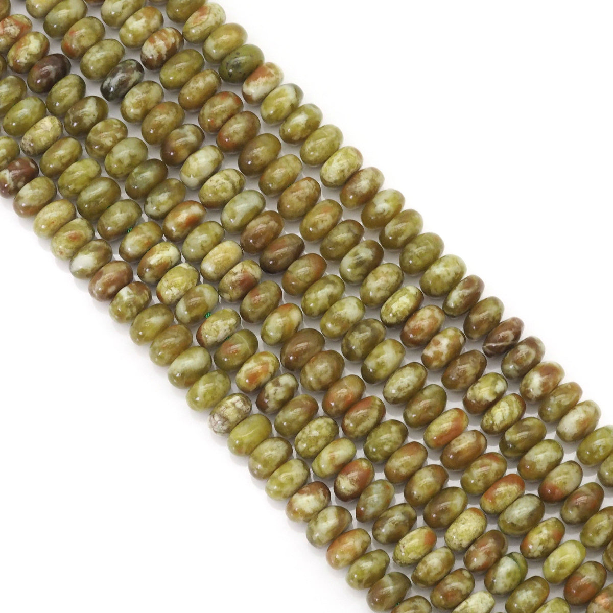 Genuine Green Serpentine Rondelle Smooth Beads, Sku#U1677