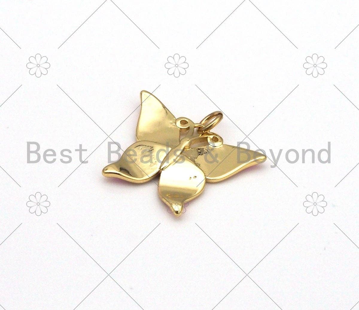 Colorful Enamel Butterfly Shape Pendant, 18K Gold Filled Butterfly Charm, Necklace Bracelet Charm Pendant,24x19mm,Sku#F1425