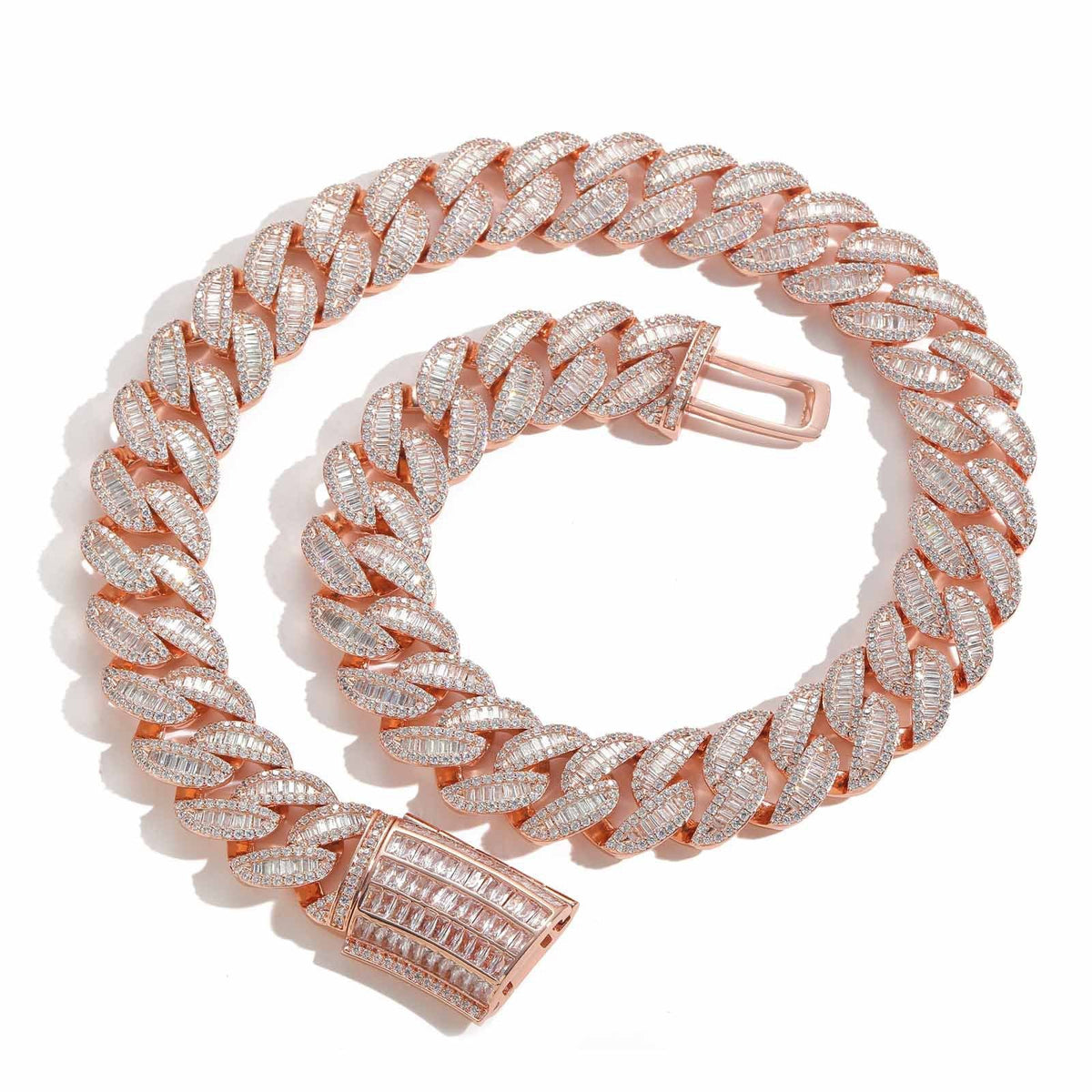 20mm Fully Diamond-Encrusted Square Zircon Cuban Chain Hip-Hop Necklace
