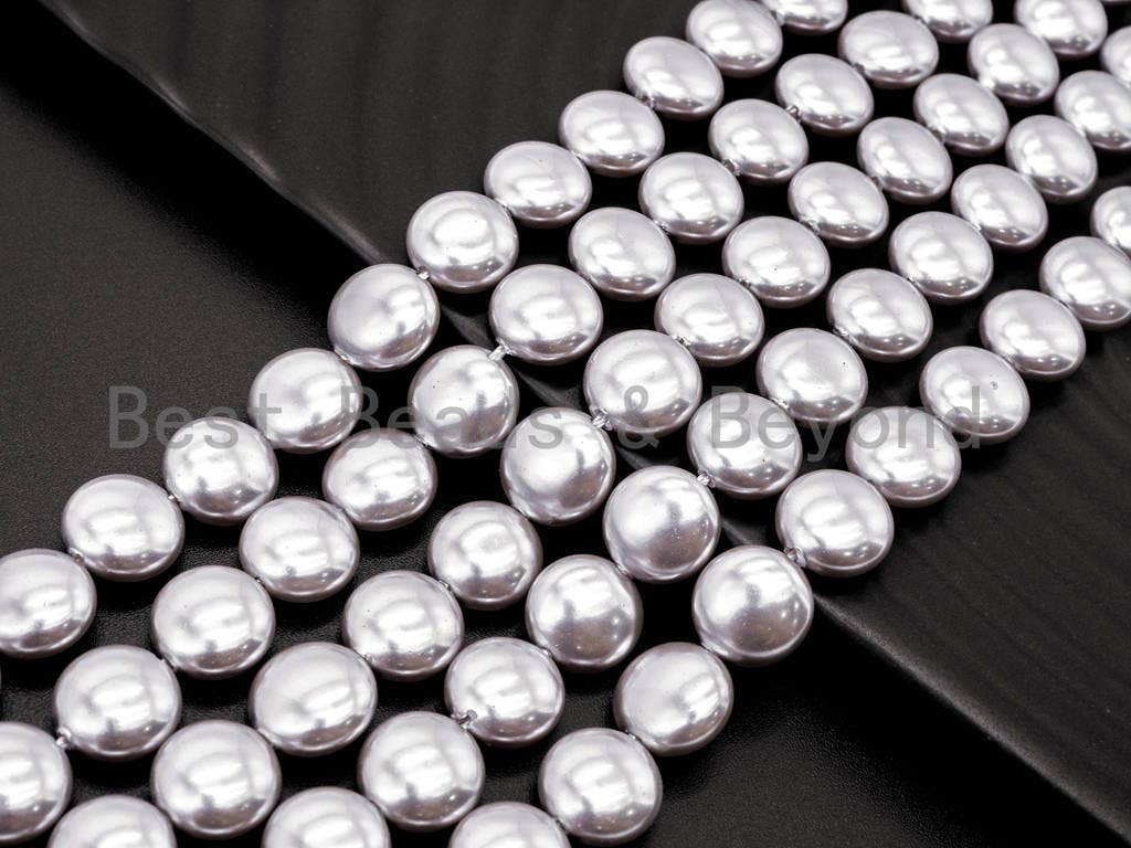 Gray Natural Mother of Pearl beads,10x5mm Pearl Coin beads, Loose Coin Smooth Pearl Shell Beads, 16inch strand, SKU#T69