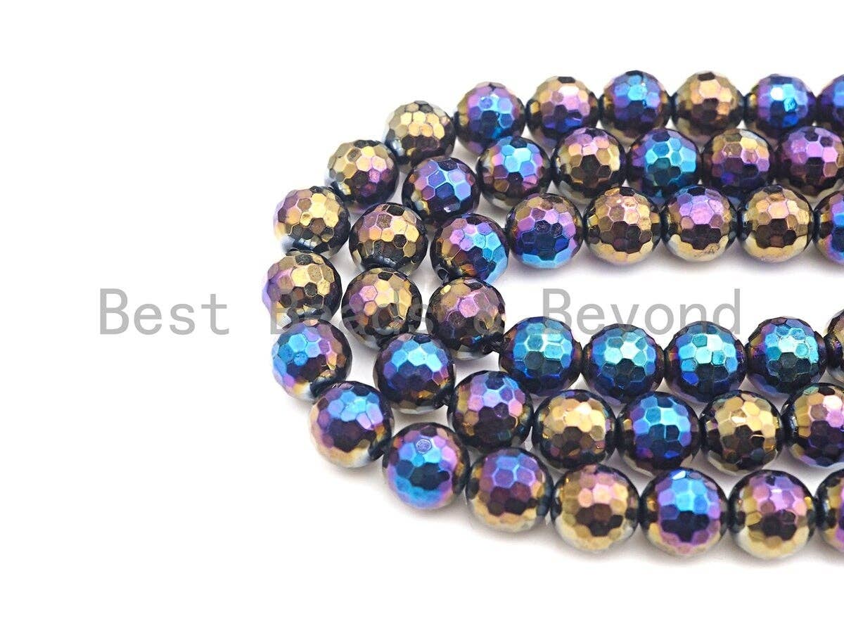 Mystic AB Color Black Onyx beads, Natural Gemstone Beads, 6mm/8mm/10mm/12mm, 15.5" Full Strand, sku#U751