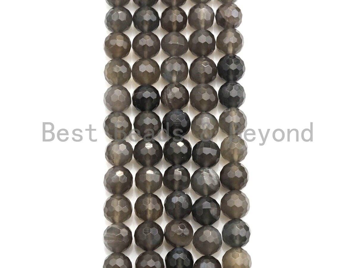 Top Quality Natural Black Moonstone Faceted Beads, 6mm/8mm/10mm/12mm Round Faceted Black Moonstone Beads,15.5" Full Strand, sku#UA64