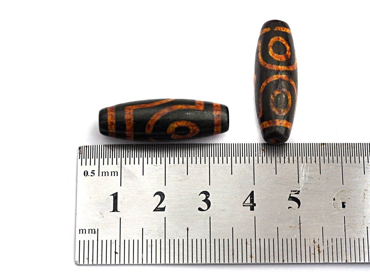 Natural Tibetan Agate Long Oval Shape Beads, Black Brown Dzi beads, Barrel Agate Beads, 10X30mm, sku#U560