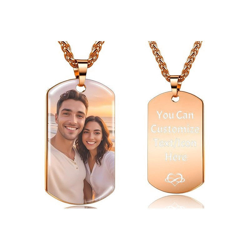 Customized Alloy Necklace With Lettering And Photo Exchange