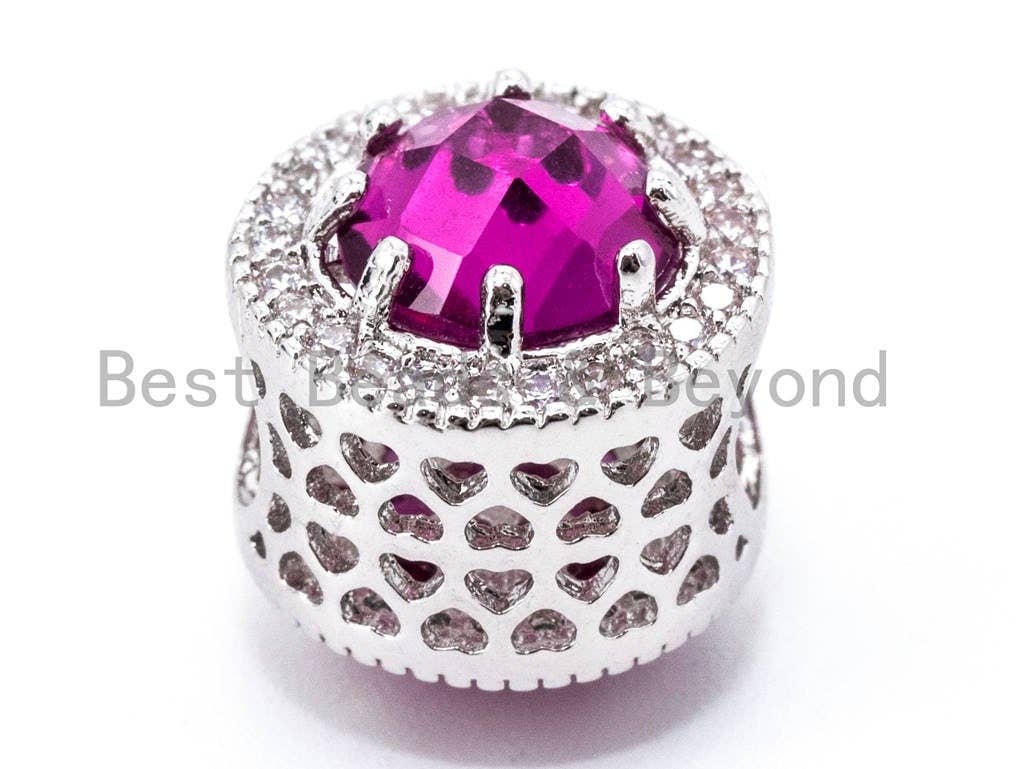 CZ Micro Pave Large Hole Spacer Beads, Black/Red/Green/Purple/Cobalt Color Cubic Zirconia Spacer Beads,11*13mm, sku#G273