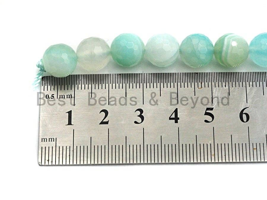 High Quality Aquamarine Color Banded Agate beads,6mm/8mm/10mm/12mm/14mm round faceted beads, Natural Agate Beads, 15.5inch strand, SKU#U453
