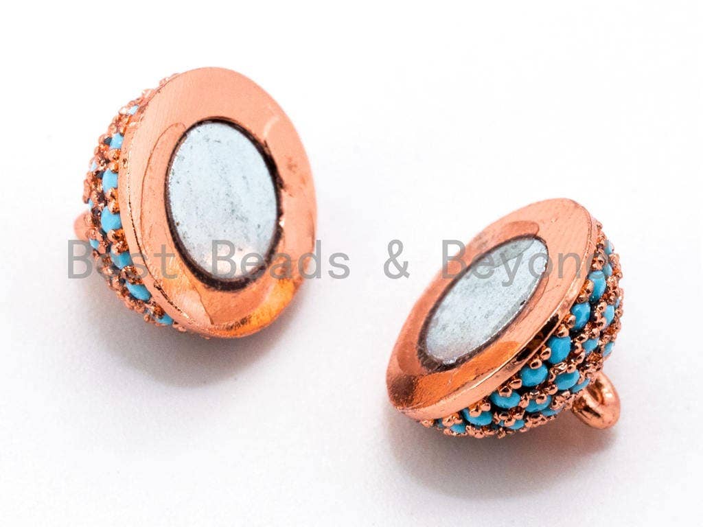 CZ Micro Pave Turquoise Color Strong Magnetic Clasp, Silver/Gold/Rose Gold/Black Rhodium Plated,10mm,12mm,14mm,16mm Pave Clasps SKU#K70