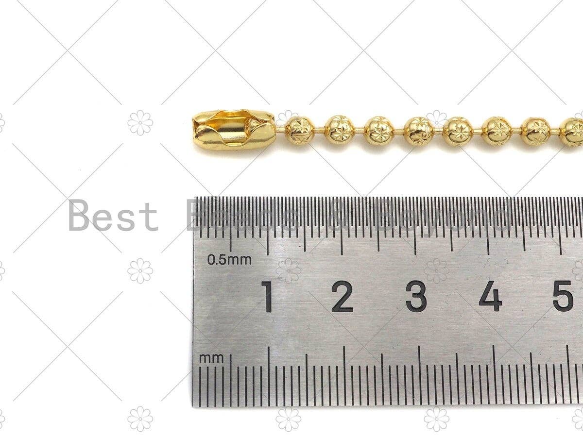 Star Patten Shinny Gold 4mm ball Beads Necklace Bracelet with Lock, Gold Ball beads Necklace, Ball beads Bracelet Necklace set, sku#LD75