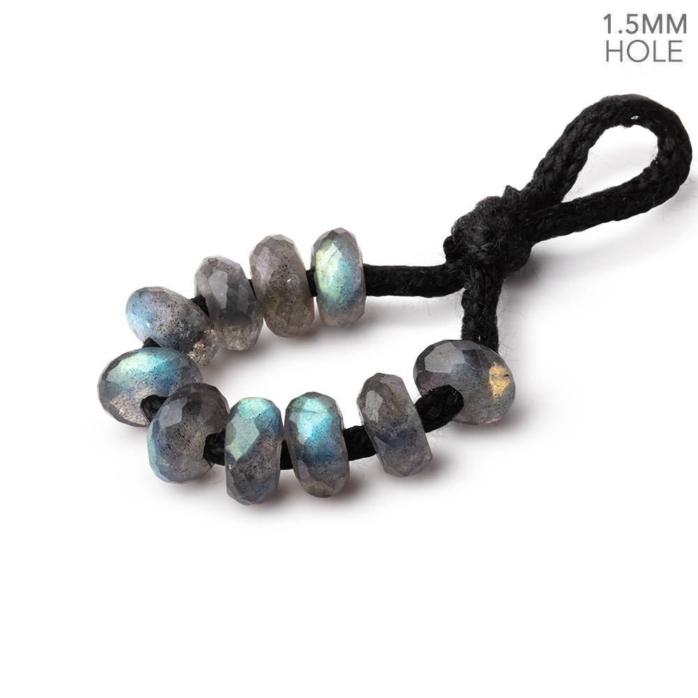 6mm Labradorite 1.5mm Large Hole Faceted Rondelle Set of 10 Beads