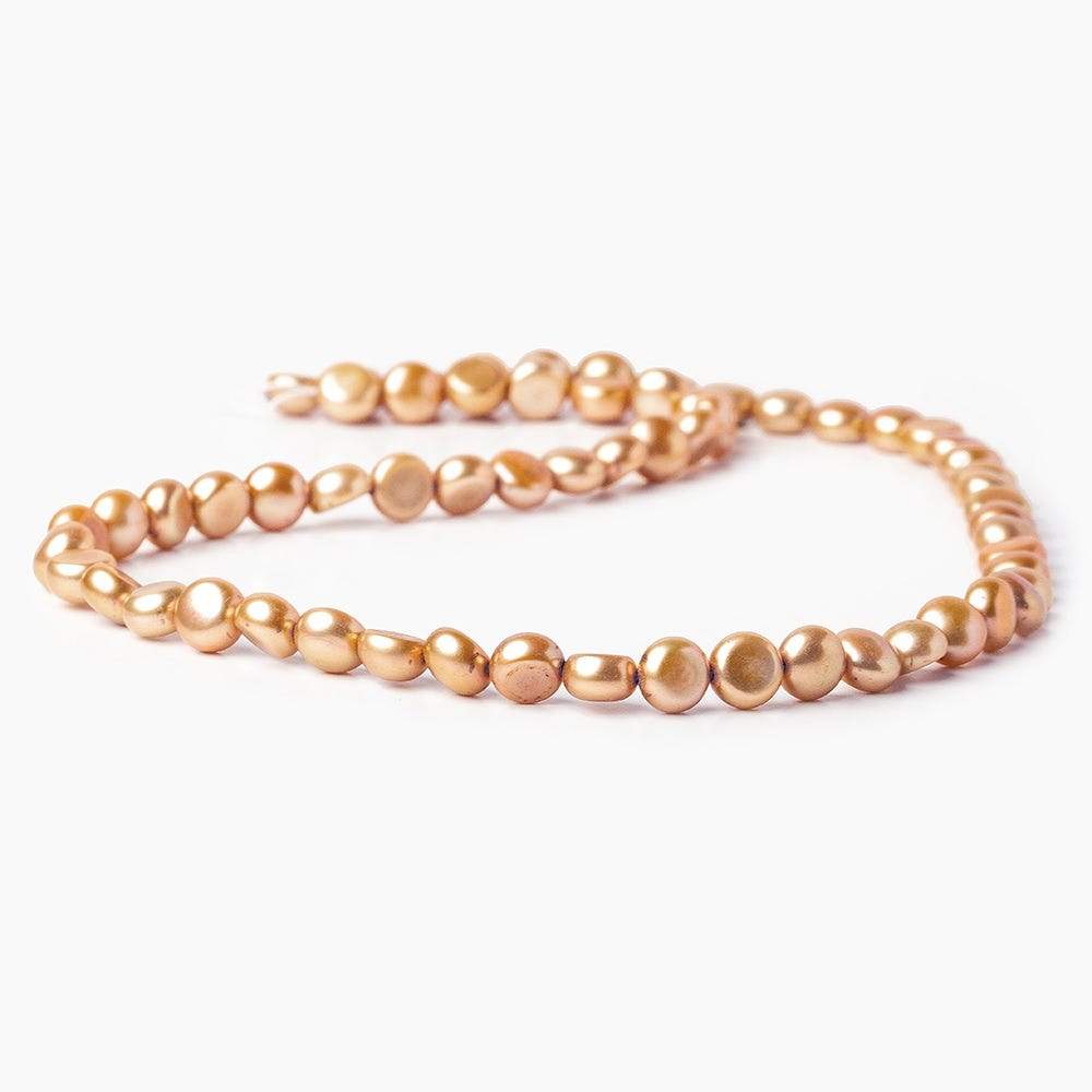 6mm Latte Golden Brown Button Freshwater Pearls 16 inch 61 pcs AAA