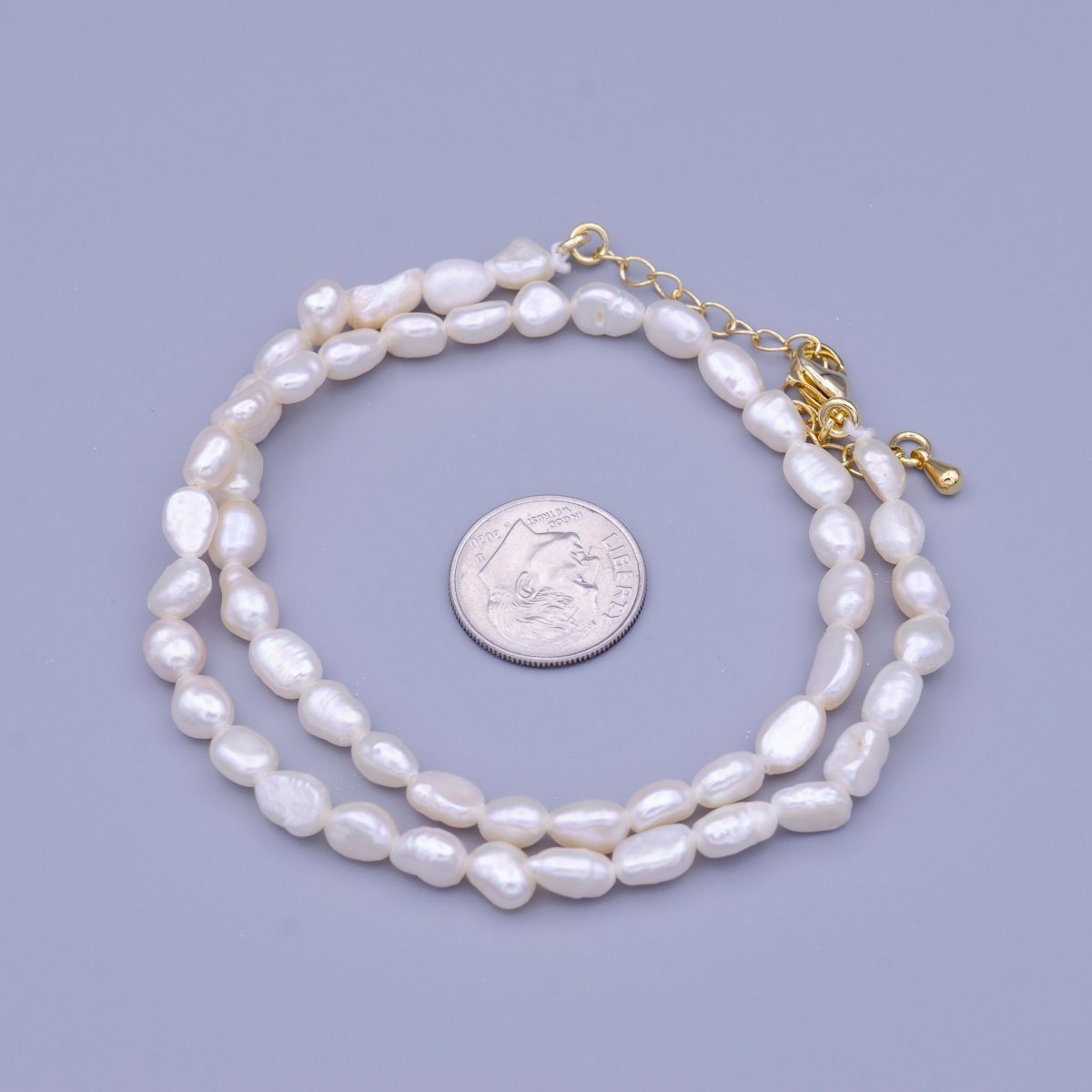 OS 6mm Natural White Freshwater Pearl 14 Inch Minimalist Choker Necklace | WA-1465 Clearance Pricing