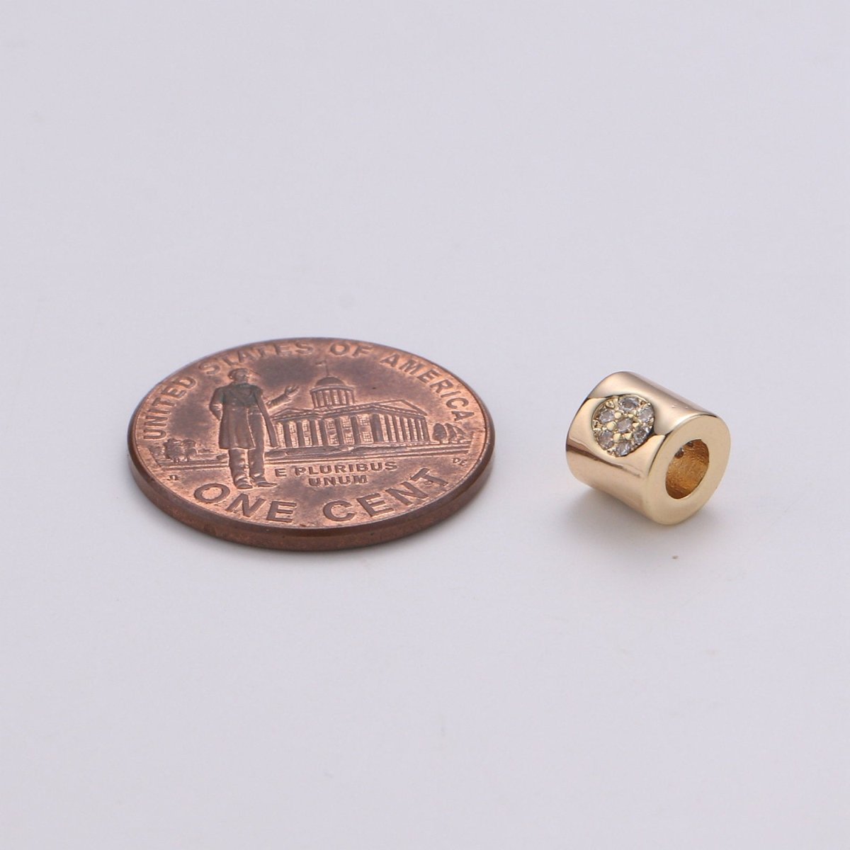 6mm Tiny Bead CZ Gold Beads Round Bead cylinder Cubic Beads for Bracelet Necklace Supply Large Hole Beads 3mm hole