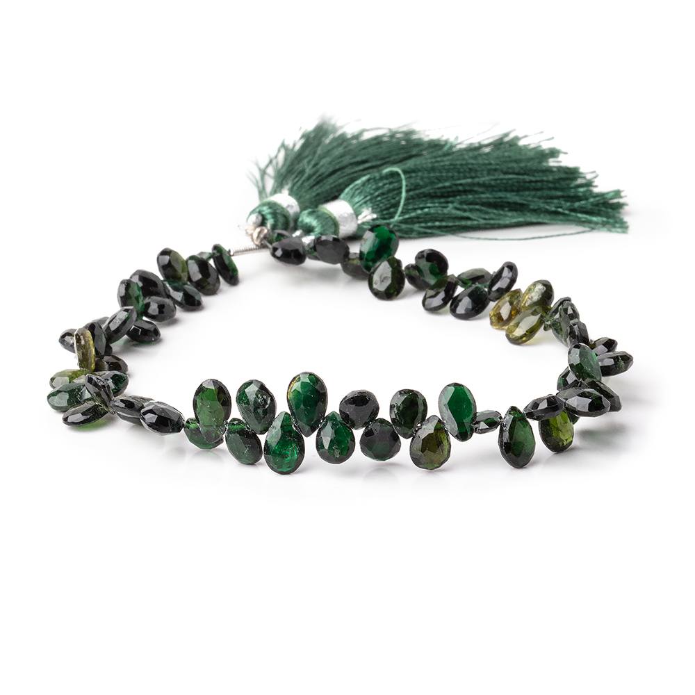 6x4-7x5mm Chrome Tourmaline Faceted Pear Beads 7.5 inch 65 pieces